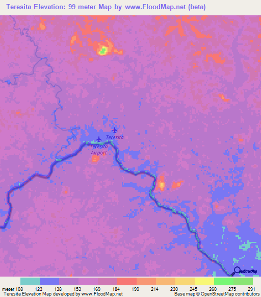 Teresita,Colombia Elevation Map