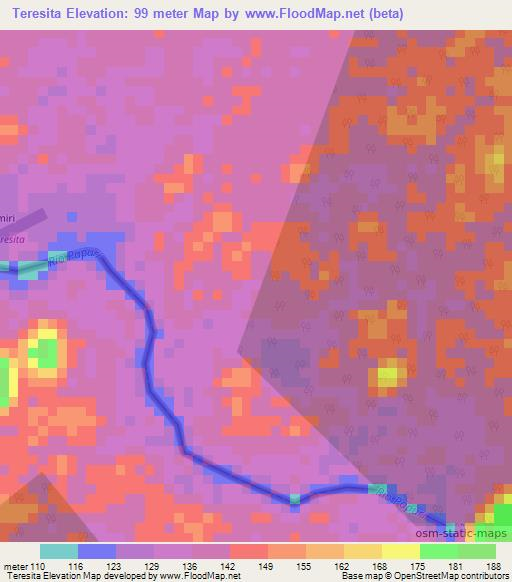 Teresita,Colombia Elevation Map