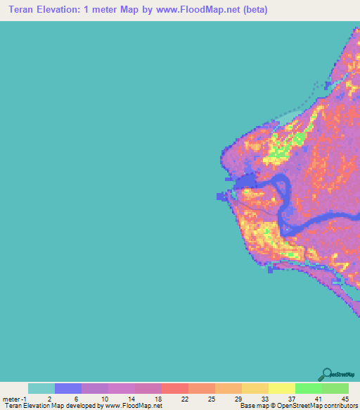 Teran,Colombia Elevation Map