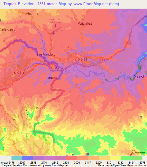 Teques,Colombia Elevation Map