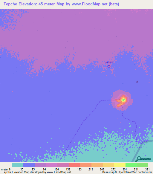 Tepche,Colombia Elevation Map