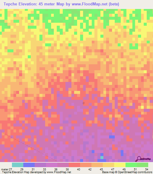 Tepche,Colombia Elevation Map