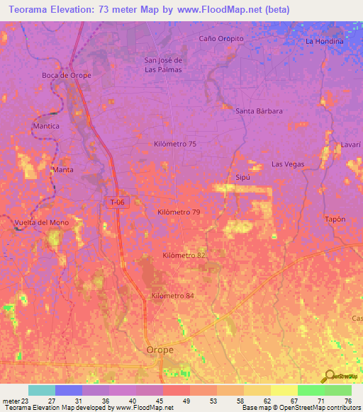 Teorama,Colombia Elevation Map