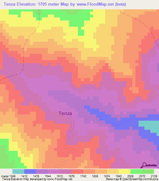 Tenza,Colombia Elevation Map