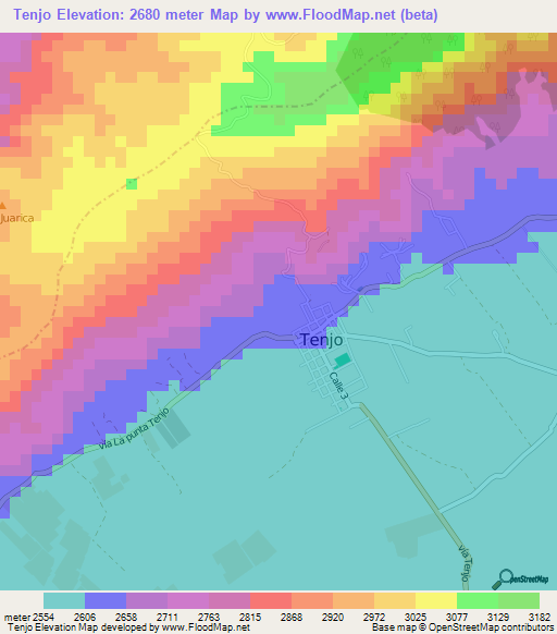 Tenjo,Colombia Elevation Map