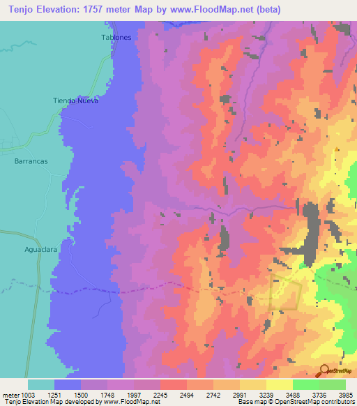 Tenjo,Colombia Elevation Map