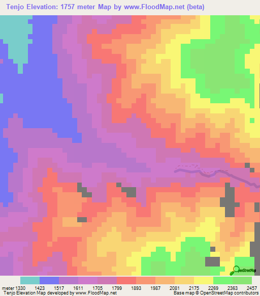 Tenjo,Colombia Elevation Map