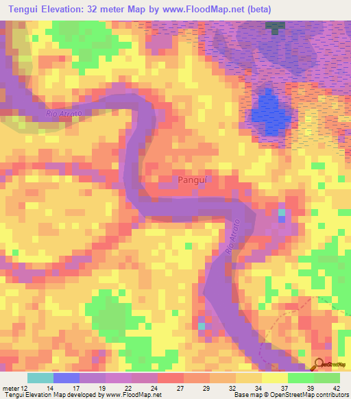 Tengui,Colombia Elevation Map