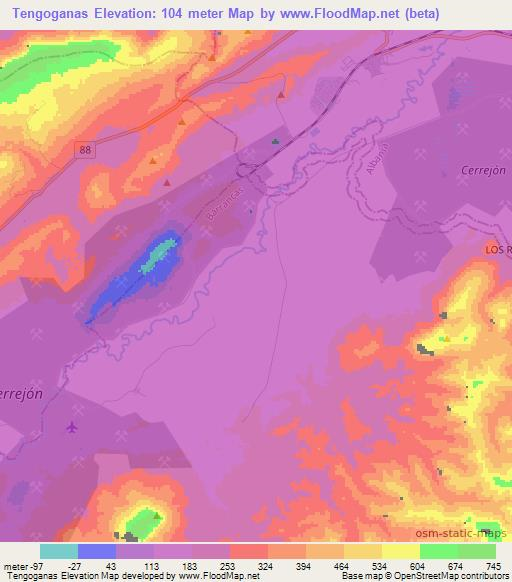 Tengoganas,Colombia Elevation Map