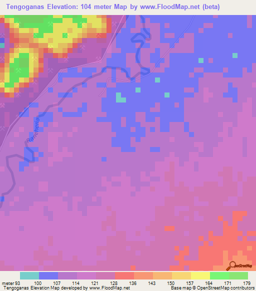 Tengoganas,Colombia Elevation Map