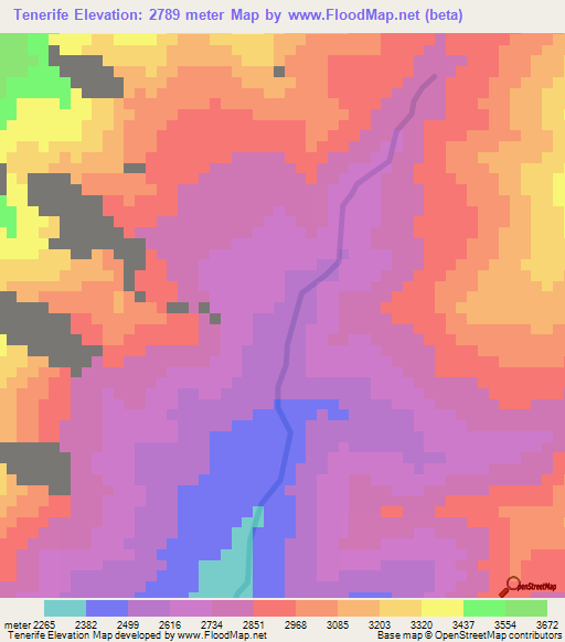 Tenerife,Colombia Elevation Map