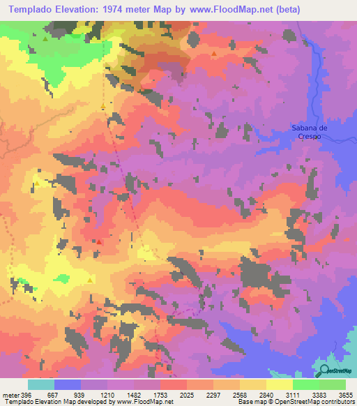 Templado,Colombia Elevation Map