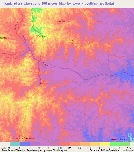 Tembladera,Colombia Elevation Map