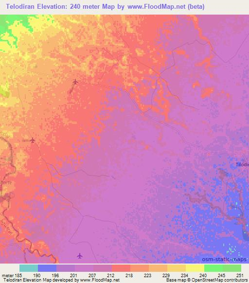 Telodiran,Colombia Elevation Map