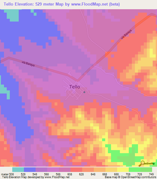 Tello,Colombia Elevation Map