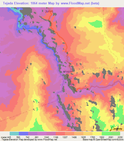 Tejada,Colombia Elevation Map