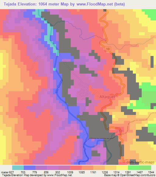 Tejada,Colombia Elevation Map