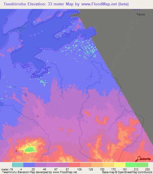 Teeshirruhu,Colombia Elevation Map