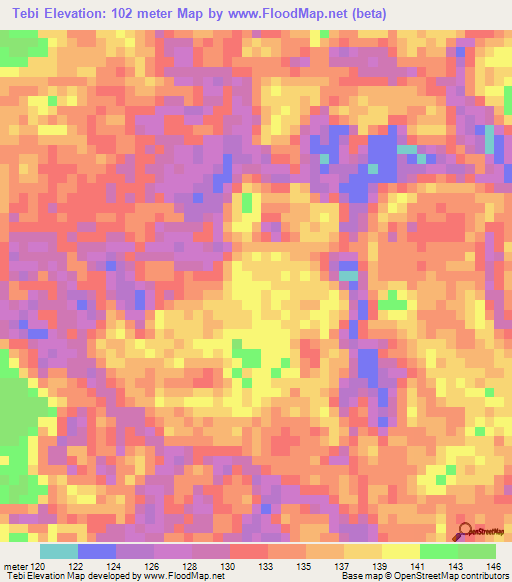 Tebi,Colombia Elevation Map