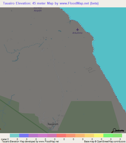 Tauairo,Colombia Elevation Map