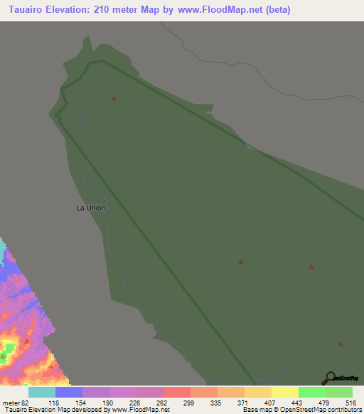 Tauairo,Colombia Elevation Map