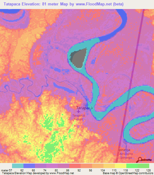 Tatapaca,Colombia Elevation Map