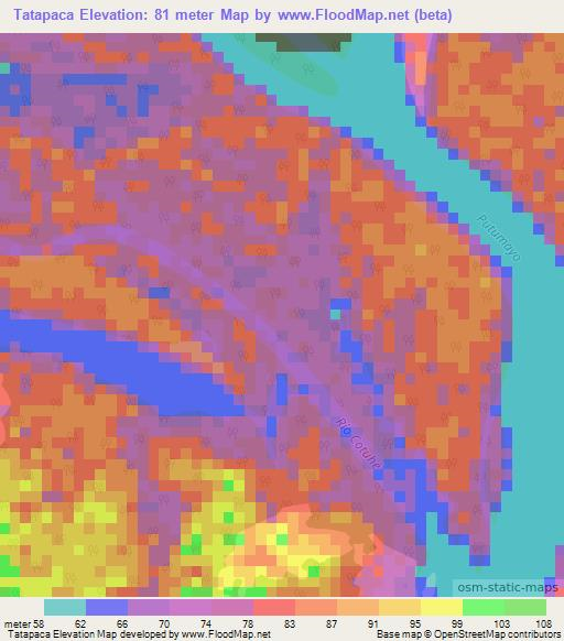 Tatapaca,Colombia Elevation Map