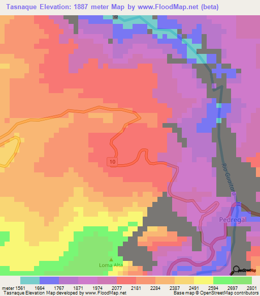 Tasnaque,Colombia Elevation Map