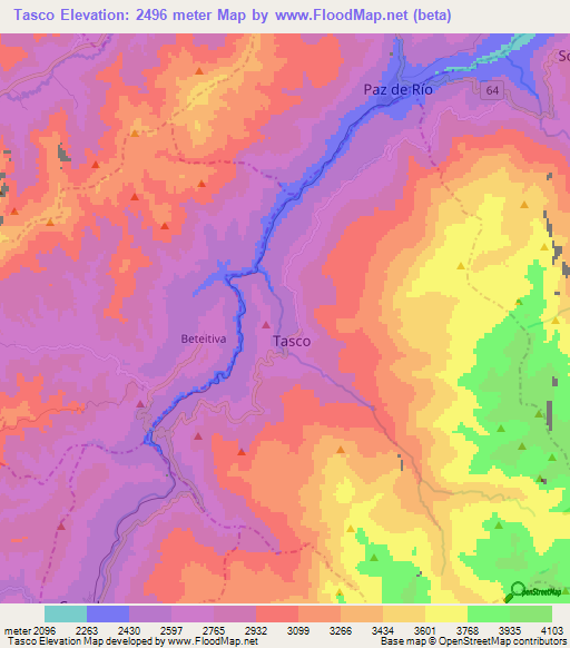 Tasco,Colombia Elevation Map