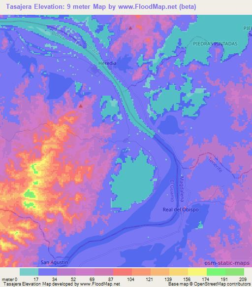 Tasajera,Colombia Elevation Map