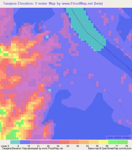 Tasajera,Colombia Elevation Map