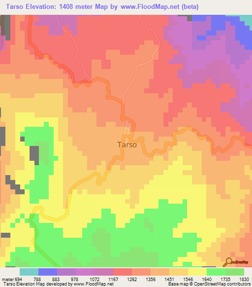 Tarso,Colombia Elevation Map