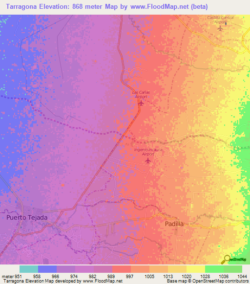 Tarragona,Colombia Elevation Map