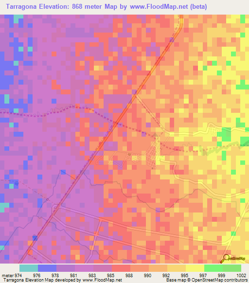 Tarragona,Colombia Elevation Map