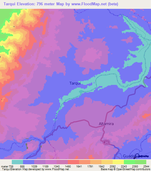 Tarqui,Colombia Elevation Map