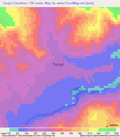 Tarqui,Colombia Elevation Map