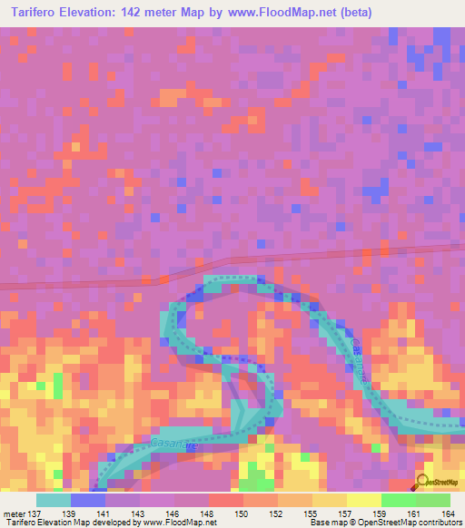 Tarifero,Colombia Elevation Map