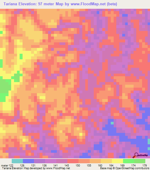 Tariana,Colombia Elevation Map