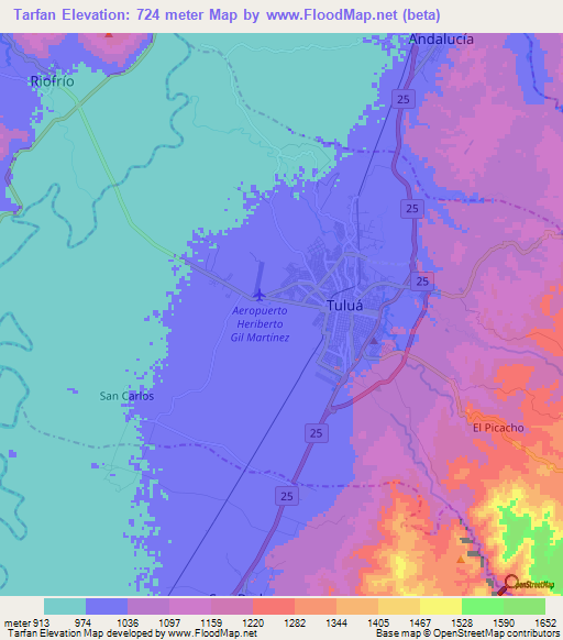 Tarfan,Colombia Elevation Map