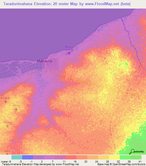 Taradurimahana,Colombia Elevation Map