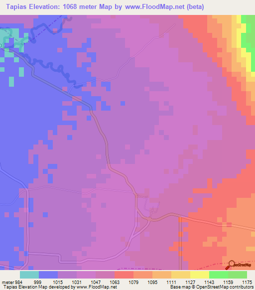 Tapias,Colombia Elevation Map