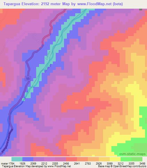 Tapargua,Colombia Elevation Map