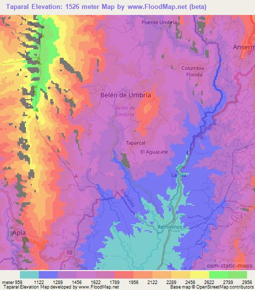 Taparal,Colombia Elevation Map