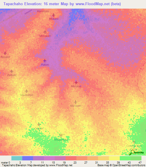 Tapachaho,Colombia Elevation Map