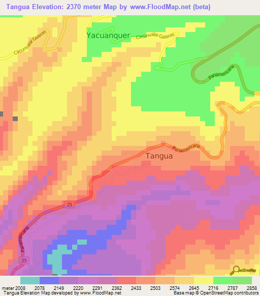 Tangua,Colombia Elevation Map