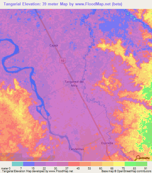 Tangarial,Colombia Elevation Map