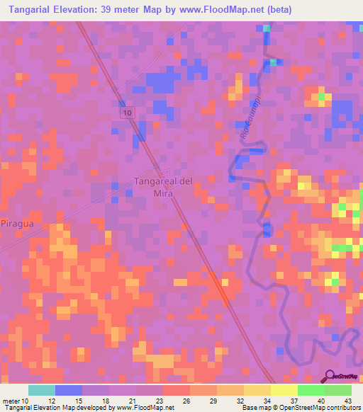 Tangarial,Colombia Elevation Map