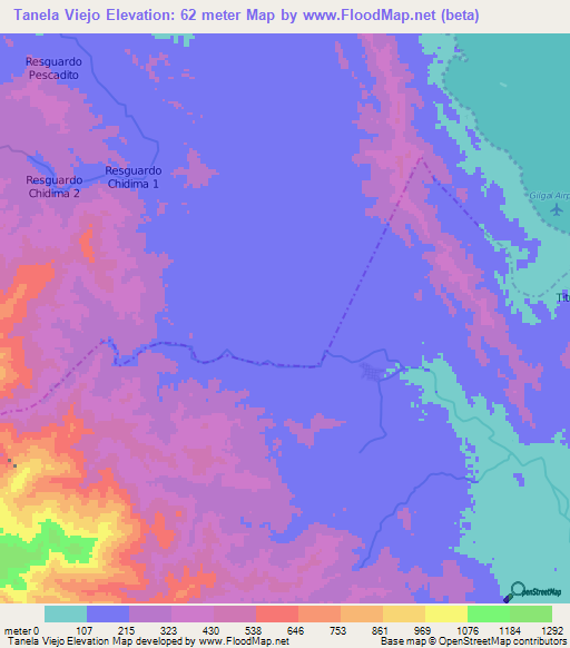 Tanela Viejo,Colombia Elevation Map