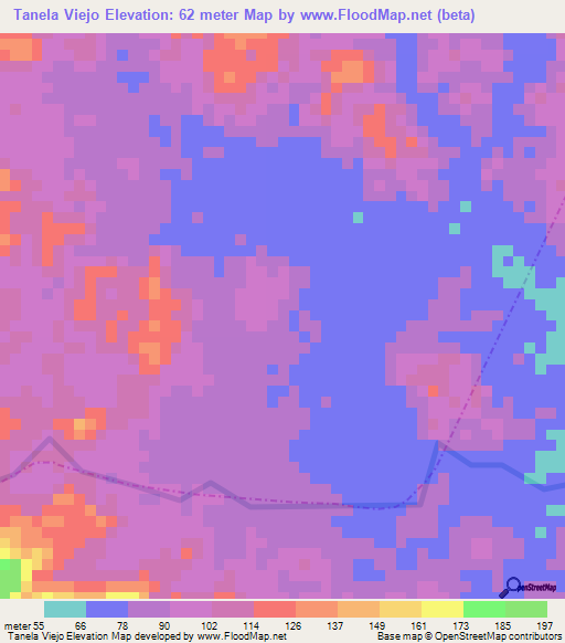 Tanela Viejo,Colombia Elevation Map