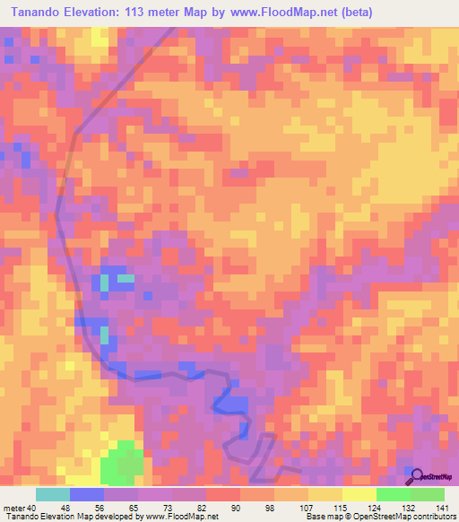 Tanando,Colombia Elevation Map